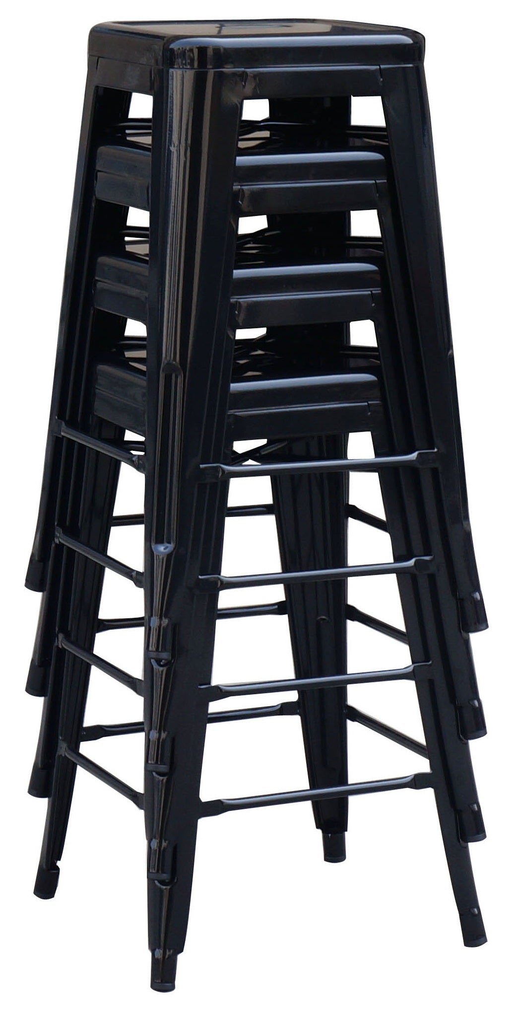 Set of 4x 66cm Tolix Retro Reproduction Cafe Bar Stools - Black