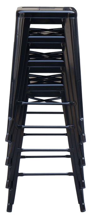 Set of 4x 66cm Tolix Retro Reproduction Cafe Bar Stools - Black