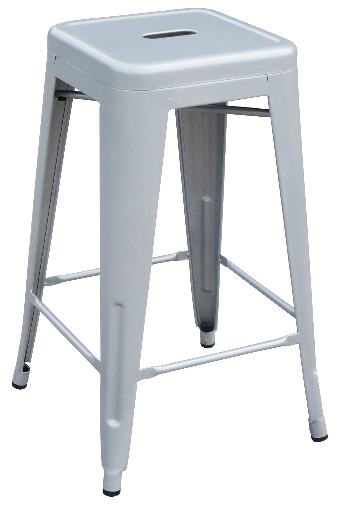 Set of 4x 66cm Tolix Retro Reproduction Cafe Bar Stools - Silver