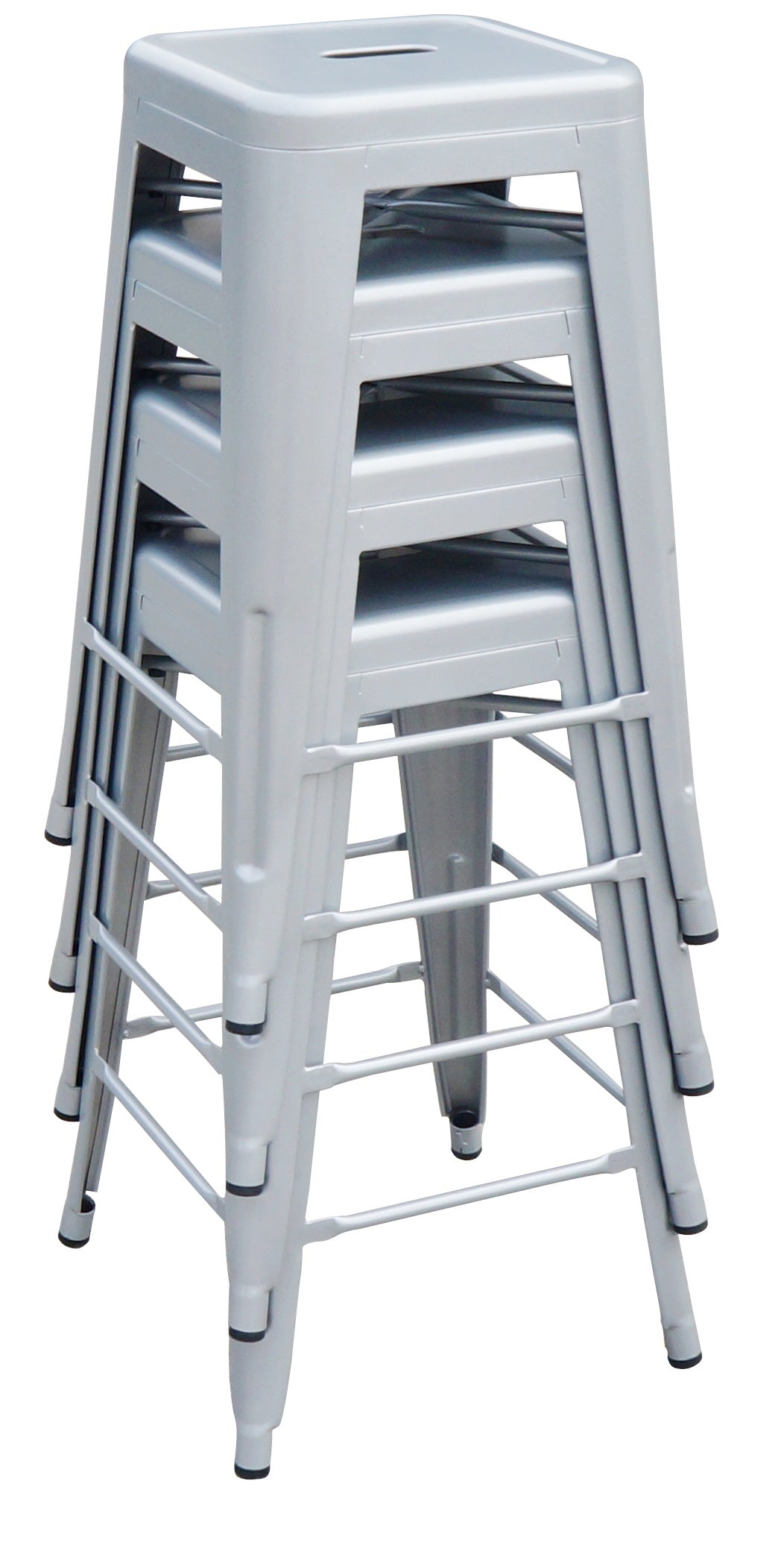 Set of 4x 66cm Tolix Retro Reproduction Cafe Bar Stools - Silver