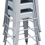 Set of 4x 66cm Tolix Retro Reproduction Cafe Bar Stools - Silver