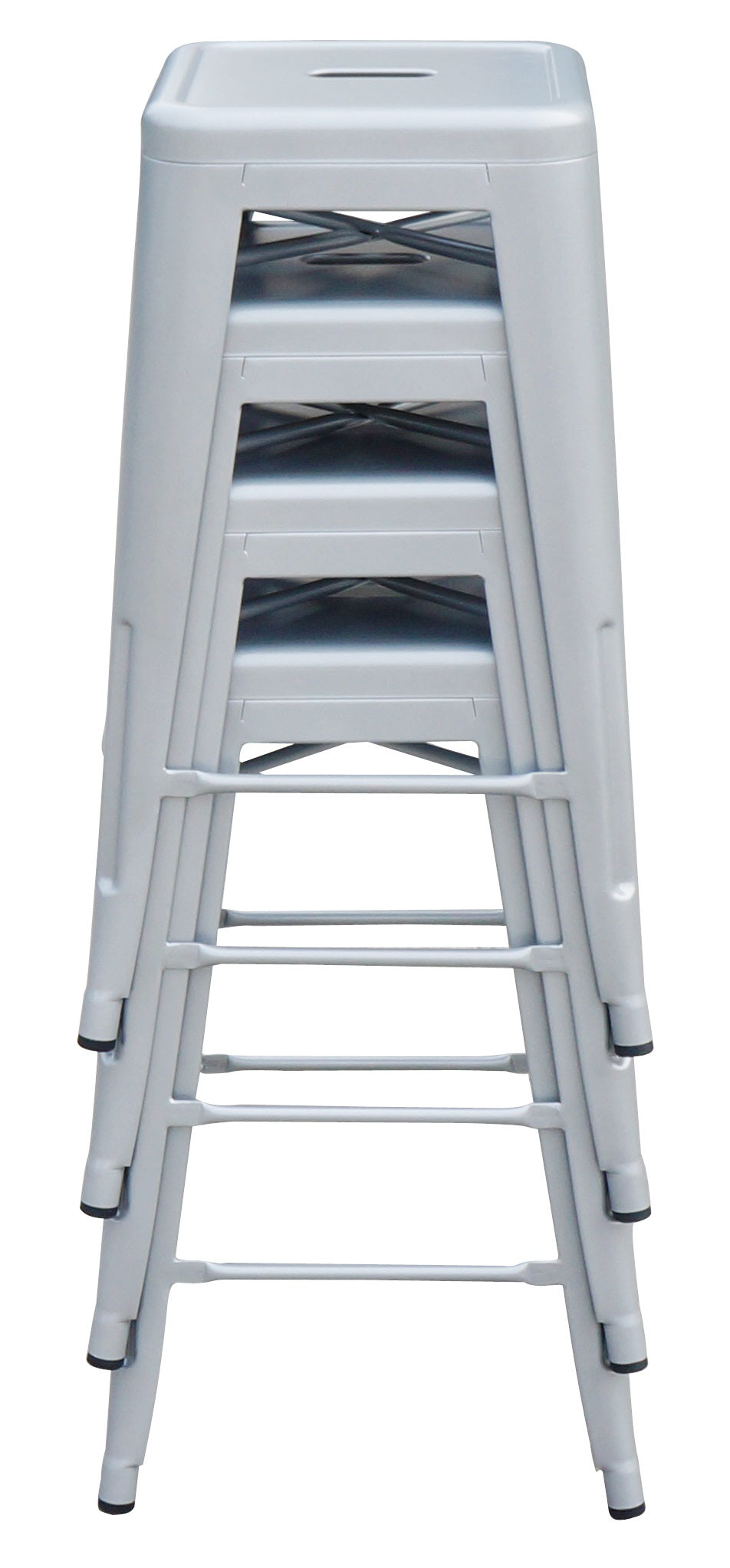 Set of 4x 66cm Tolix Retro Reproduction Cafe Bar Stools - Silver
