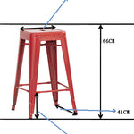 Set of 4x 66cm Tolix Retro Reproduction Cafe Bar Stools - Silver