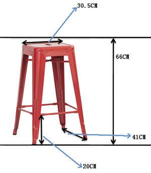 Set of 4x 66cm Tolix Retro Reproduction Cafe Bar Stools - Silver