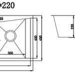 850x450mm Handmade Stainless Steel Topmount Kitchen Laundry Sink with Waste