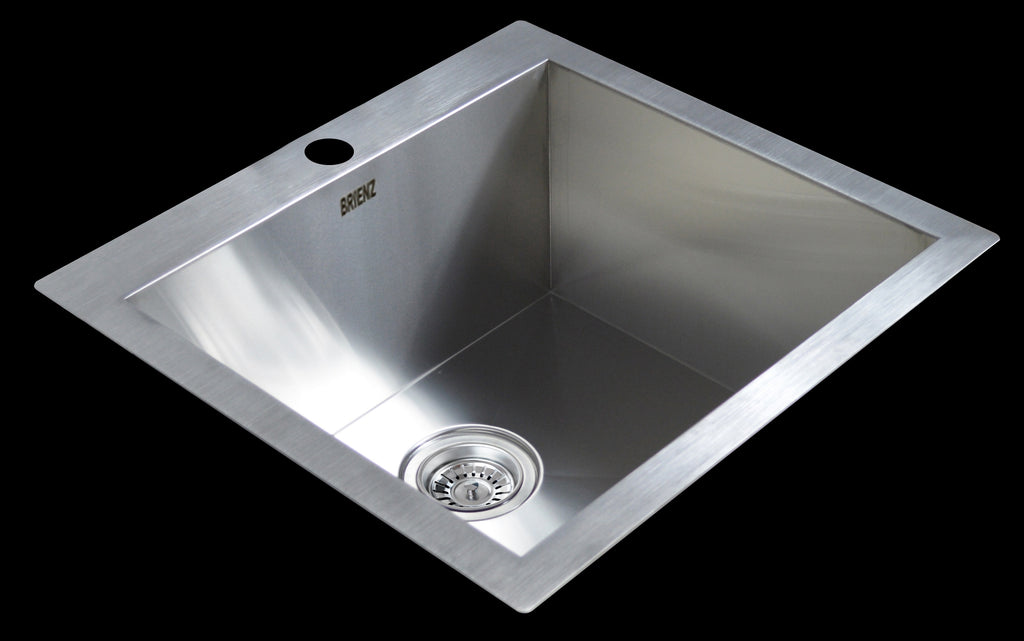 530x505mm Handmade Stainless Steel Topmount Kitchen Laundry Sink with Waste