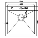 530x505mm Handmade Stainless Steel Topmount Kitchen Laundry Sink with Waste