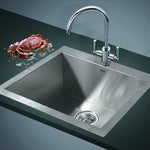 530x505mm Handmade Stainless Steel Topmount Kitchen Laundry Sink with Waste
