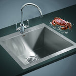 530x505mm Handmade Stainless Steel Topmount Kitchen Laundry Sink with Waste