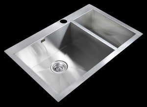 745x505mm Handmade Stainless Steel Topmount Kitchen Sink with Waste