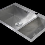 745x505mm Handmade Stainless Steel Topmount Kitchen Sink with Waste