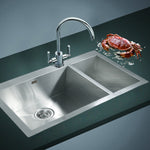 745x505mm Handmade Stainless Steel Topmount Kitchen Sink with Waste