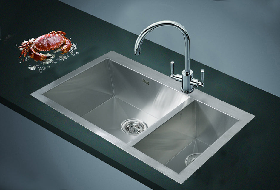 745x505mm Handmade Stainless Steel Topmount Kitchen Sink with Waste