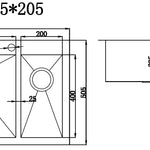745x505mm Handmade Stainless Steel Topmount Kitchen Sink with Waste