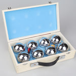 Deluxe Boules Bocce 8 Alloy Ball Set with Wooden Case