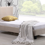 Single Linen Fabric Bed Frame Beige