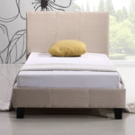 Single Linen Fabric Bed Frame Beige