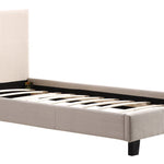 Single Linen Fabric Bed Frame Beige