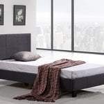 Single Linen Fabric Bed Frame Grey