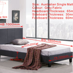 Single Linen Fabric Bed Frame Grey