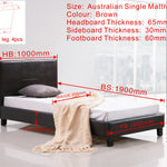 Single PU Leather Bed Frame Brown