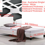 Single PU Leather Bed Frame White