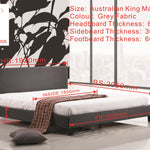 King Linen Fabric Bed Frame Grey