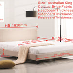 King Linen Fabric Bed Frame Beige