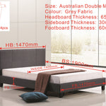 Double Linen Fabric Bed Frame Grey