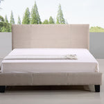 Double Linen Fabric Bed Frame Beige