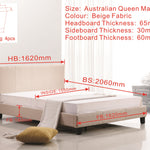 Queen Linen Fabric Bed Frame Beige