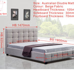 Linen Fabric Double Deluxe Bed Frame Beige