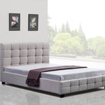 Linen Fabric Queen Deluxe Bed Frame Beige