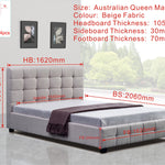 Linen Fabric Queen Deluxe Bed Frame Beige