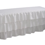 6 Foot 3 Tier Pleated White Table Cloth Trestle Cover