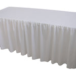 6 Foot Gathered White Table Cloth Trestle Cover