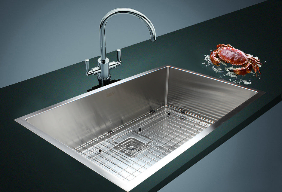 810x505mm Handmade 1.5mm Stainless Steel Undermount / Topmount Kitchen Sink with Square Waste