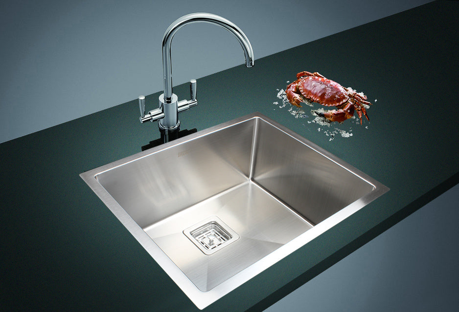 550x455mm Handmade 1.5mm Stainless Steel Undermount / Topmount Kitchen Sink with Square Waste