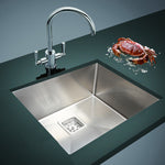 550x455mm Handmade 1.5mm Stainless Steel Undermount / Topmount Kitchen Sink with Square Waste