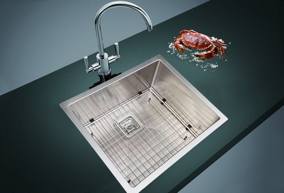 550x455mm Handmade 1.5mm Stainless Steel Undermount / Topmount Kitchen Sink with Square Waste