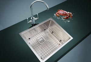 550x455mm Handmade 1.5mm Stainless Steel Undermount / Topmount Kitchen Sink with Square Waste