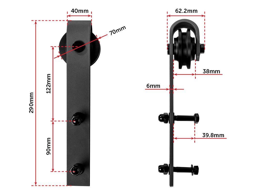 1.8m Sliding Barn Door Hardware