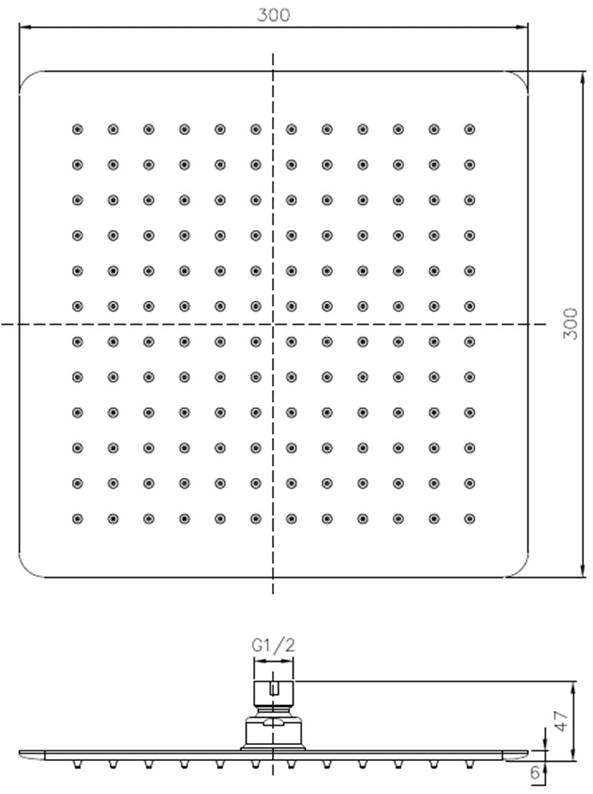 Rain Showerhead -300mm Squared