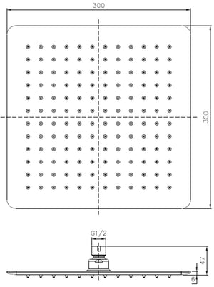 Rain Showerhead -300mm Squared