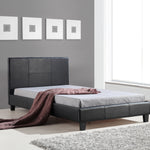 King Single PU Leather Bed Frame Black