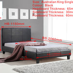 King Single PU Leather Bed Frame Black