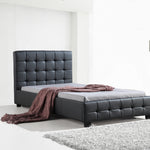 King Single PU Leather Deluxe Bed Frame Black