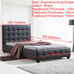 King Single PU Leather Deluxe Bed Frame Black