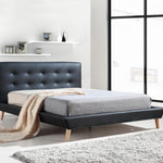 Double PU Leather Deluxe Bed Frame Black