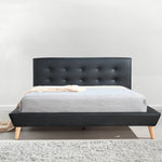 Double PU Leather Deluxe Bed Frame Black
